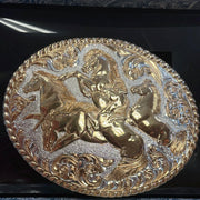 Crumrine Gold Score 4 Horse Rope Edge Belt Buckle